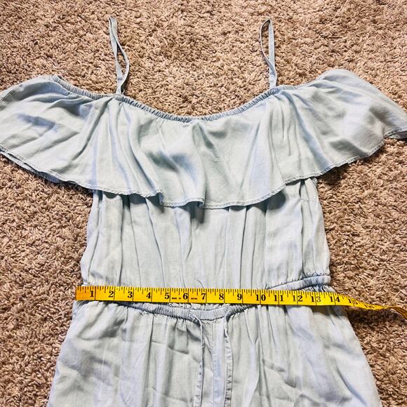 Light Wash Denim Old Navy Casual Off Shoulder Pants Jumpsuit Romper Large - Picture 2 of 4